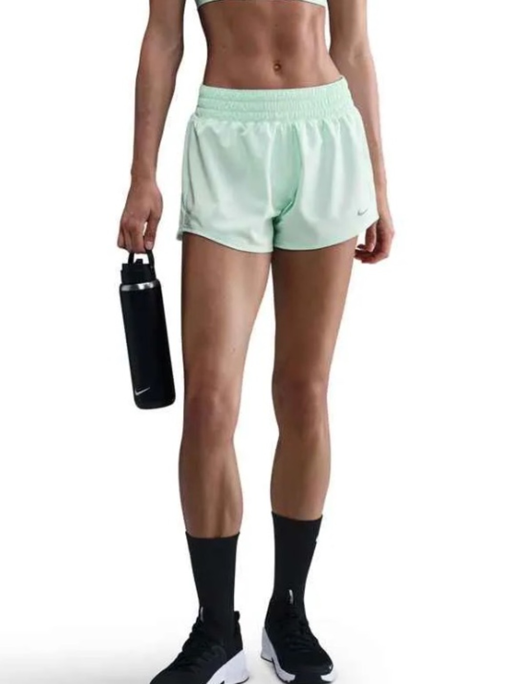 NWT Nike Women's One Dri-FIT Mid-Rise 3" Brief-Lined Shorts - Mint Foam - Picture 2 of 6